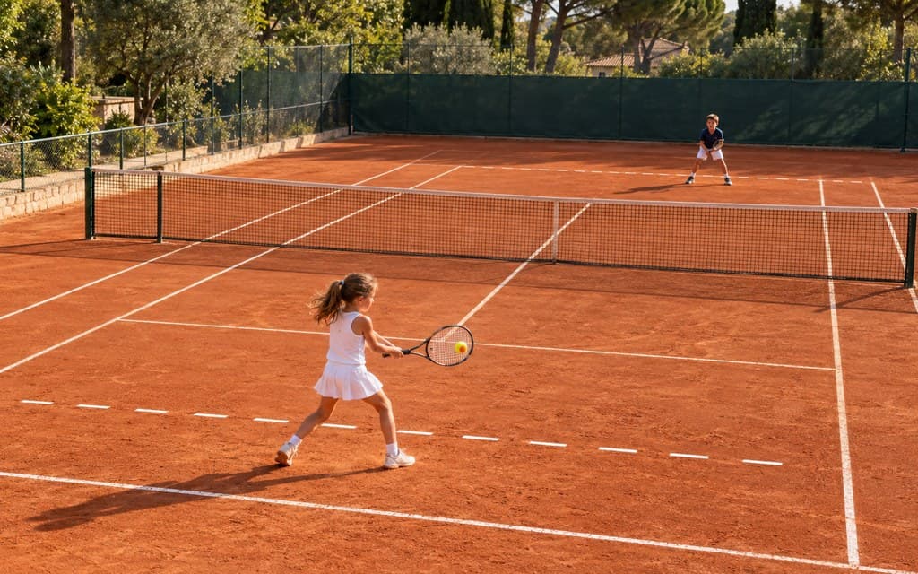 Match de tournoi orange : une fille joue un revers, balle à point orange