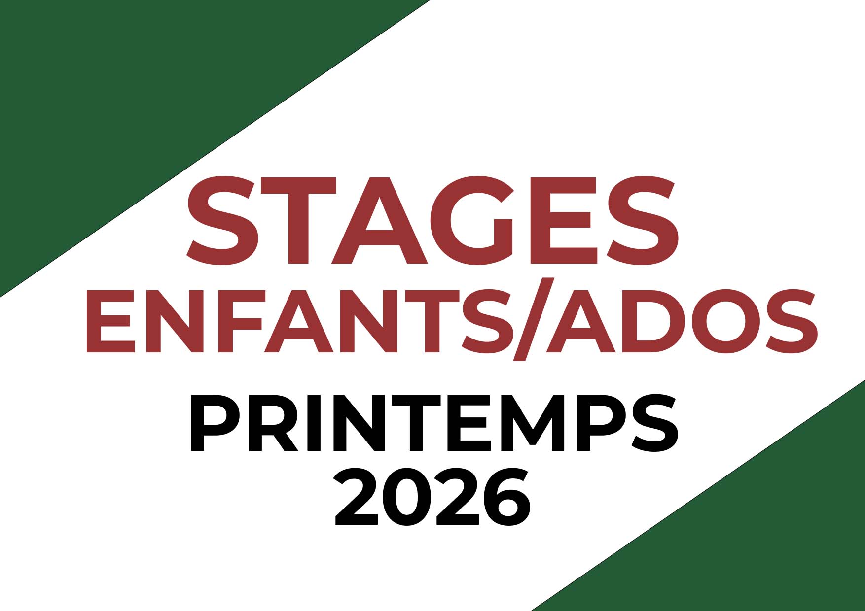 Stages Tennis Enfants/Ados Printemps 2026