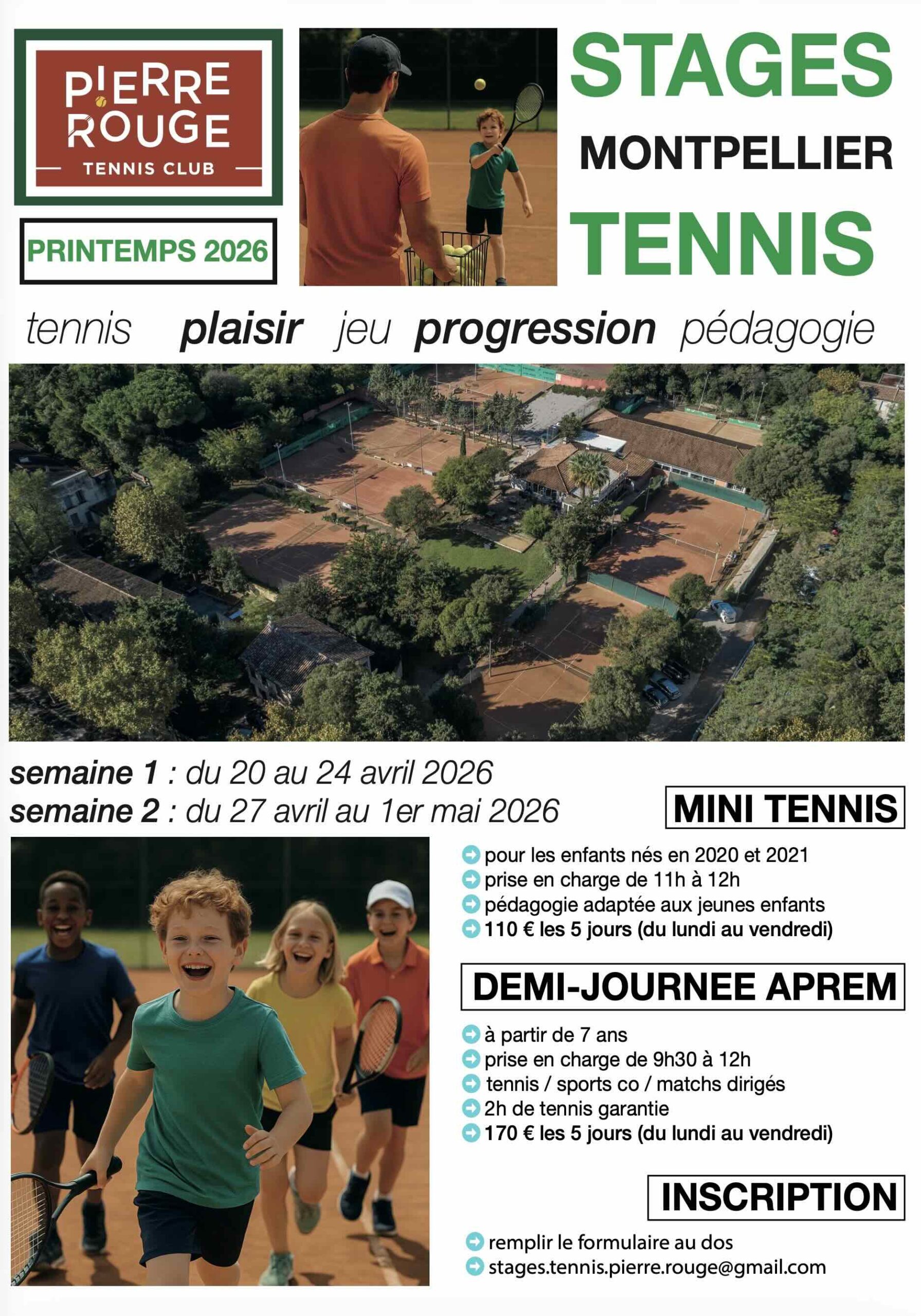 Stages Tennis Enfant Ados Jeunes Montpellier Vacances Printemps Avril 2026