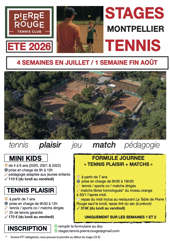 Stages Tennis Enfant Ados Jeunes Montpellier Vacances Printemps Ete 2026